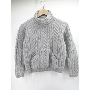 Aran Mor Ireland Womens Size M‎ Merino Wool Chunky Knit Sweater Fisherman Gray